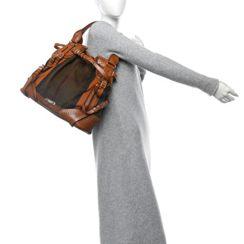 BURBERRY Bridle Calfskin House Check Whipstitch Tote