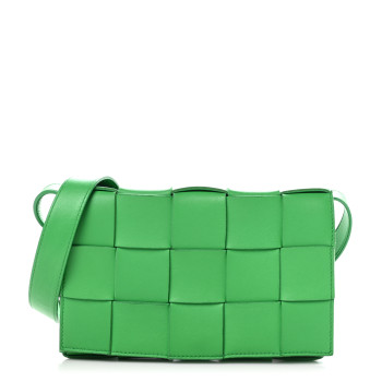 BOTTEGA VENETA Lambskin Maxi Intrecciato Cassette Crossbody Bag Grass BOTTEGA VENETA Lambskin Maxi Intrecciato Cassette Crossbody Bag Grass