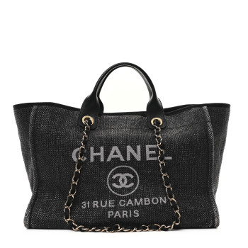 CHANEL Woven Straw Raffia Large Deauville Tote Black CHANEL Woven Straw Raffia Large Deauville Tote Black