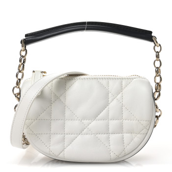 CHRISTIAN DIOR Lambskin Cannage Micro Dior Vibe Hobo Bag White