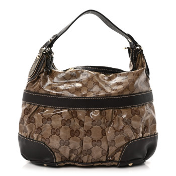 GUCCI Crystal Monogram Mix Hobo Dark Brown