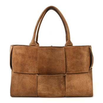 BOTTEGA VENETA Suede Maxi Intrecciato Small Arco Tote Brown BOTTEGA VENETA Suede Maxi Intrecciato Small Arco Tote Brown