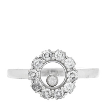 CHOPARD 18K White Gold Diamond Happy Diamond Round Pave Ring 48 4.5 CHOPARD 18K White Gold Diamond Happy Diamond Round Pave Ring 48 4.5