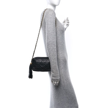 CHANEL Lambskin Quilted CC Tassel Camera Case Black CHANEL Lambskin Quilted CC Tassel Camera Case Black