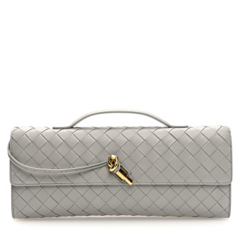 BOTTEGA VENETA Nappa Intrecciato Long Andiamo Top Handle Clutch Sterling BOTTEGA VENETA Nappa Intrecciato Long Andiamo Top Handle Clutch Sterling
