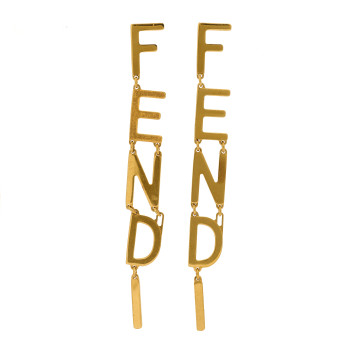 FENDI Metal Signature Earrings Gold