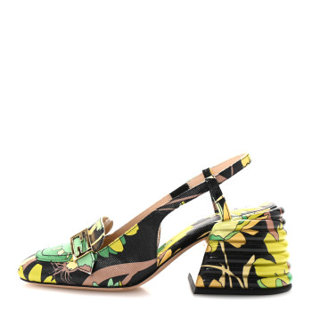 FENDI Calfskin Promenade Slingback Loafer Pumps 35 Black Multicolor