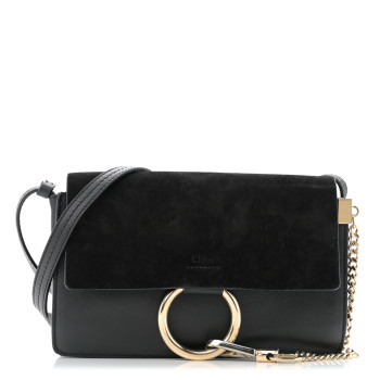 CHLOE Suede Calfskin Small Faye Shoulder Bag Black CHLOE Suede Calfskin Small Faye Shoulder Bag Black
