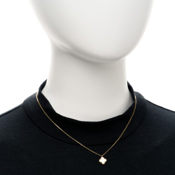VAN CLEEF & ARPELS 18K Yellow Gold Mother of Pearl Sweet Alhambra Pendant Necklace