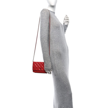 CHANEL Patent Calfskin Quilted Wallet On Chain WOC Pink CHANEL Patent Calfskin Quilted Wallet On Chain WOC Pink