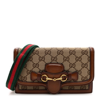 GUCCI Monogram Lady Web Convertible Wallet Beige Cuir