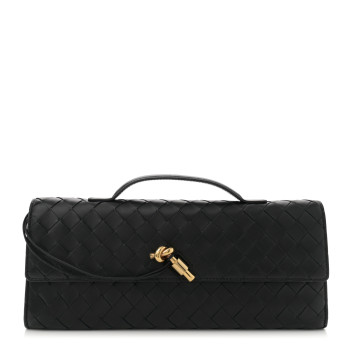 BOTTEGA VENETA Nappa Intrecciato Long Andiamo Top Handle Clutch Black BOTTEGA VENETA Nappa Intrecciato Long Andiamo Top Handle Clutch Black