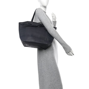 CELINE Crocodile Embossed Calfskin Medium Belt Cabas Phantom Navy CELINE Crocodile Embossed Calfskin Medium Belt Cabas Phantom Navy