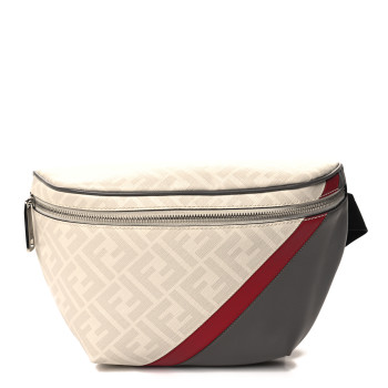 FENDI Glazed Fabric Vitello King FF 1974 Diagonal Belt Bag Perla Argilla Fragola FENDI Glazed Fabric Vitello King FF 1974 Diagonal Belt Bag Perla Argilla Fragola