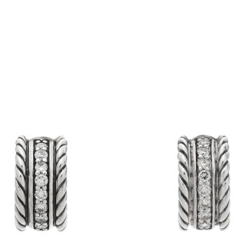 DAVID YURMAN Sterling Silver Diamond 12mm Cable Hoop Earrings DAVID YURMAN Sterling Silver Diamond 12mm Cable Hoop Earrings