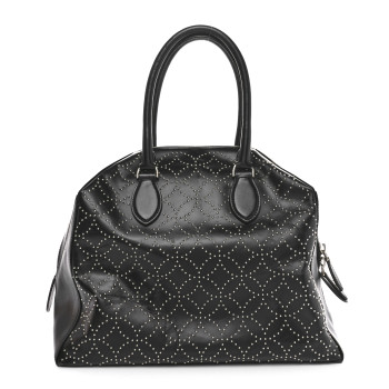 ALAIA Calfskin Arabesque Studded Top Handle Bag Black