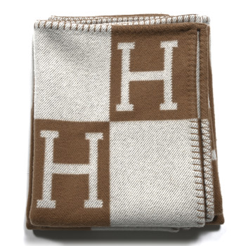 HERMES Wool Cashmere Avalon Blanket Ecru Camel HERMES Wool Cashmere Avalon Blanket Ecru Camel