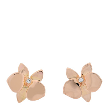 CARTIER 18K Pink Gold Diamond Caresse D'Orchidees Par Cartier Earrings