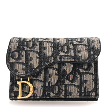 CHRISTIAN DIOR Oblique Saddle Card Holder Blue