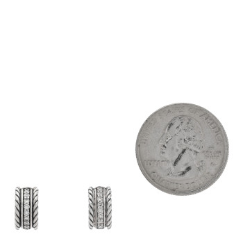 DAVID YURMAN Sterling Silver Diamond 12mm Cable Hoop Earrings DAVID YURMAN Sterling Silver Diamond 12mm Cable Hoop Earrings