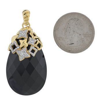 DAVID YURMAN 18K Yellow Gold Diamond Black Onyx Quatreoil Pendant DAVID YURMAN 18K Yellow Gold Diamond Black Onyx Quatreoil Pendant