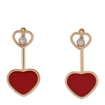 CHOPARD 18K Rose Gold Diamond Carnelian Floating Happy Hearts Drop Earrings CHOPARD 18K Rose Gold Diamond Carnelian Floating Happy Hearts Drop Earrings