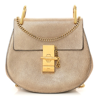CHLOE Metallic Goatskin Mini Drew Shoulder Bag Pale Gold CHLOE Metallic Goatskin Mini Drew Shoulder Bag Pale Gold