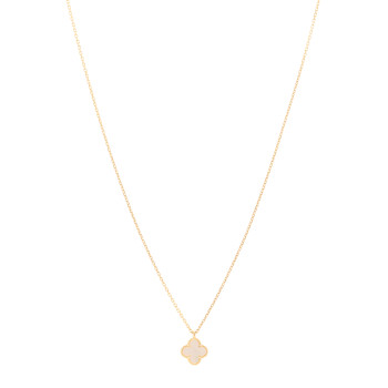 VAN CLEEF & ARPELS 18K Yellow Gold Mother of Pearl Sweet Alhambra Pendant Necklace