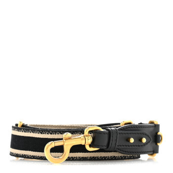 CHRISTIAN DIOR Canvas Embroidered Shoulder Strap Black