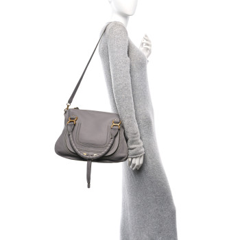CHLOE Calfskin Medium Marcie Satchel Cashmere Grey CHLOE Calfskin Medium Marcie Satchel Cashmere Grey