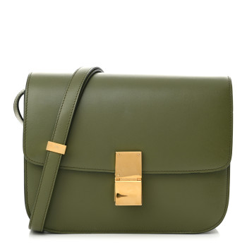 CELINE Box Calfskin Classic Box Medium Flap Bag Army Green CELINE Box Calfskin Classic Box Medium Flap Bag Army Green