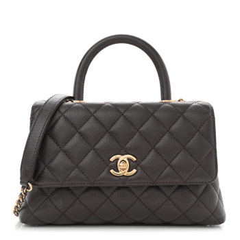 CHANEL Caviar Quilted Mini Coco Handle Flap Dark Brown CHANEL Caviar Quilted Mini Coco Handle Flap Dark Brown