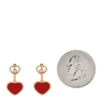 CHOPARD 18K Rose Gold Diamond Happy Hearts Earrings Red CHOPARD 18K Rose Gold Diamond Happy Hearts Earrings Red