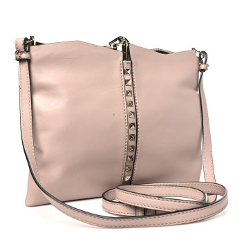 VALENTINO GARAVANI Calfskin Crystal Embellished Rockstud Crossbody Poudre VALENTINO GARAVANI Calfskin Crystal Embellished Rockstud Crossbody Poudre