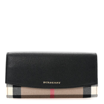BURBERRY Grainy Calfskin House Check Porter Continental Wallet Black