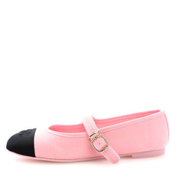 CHANEL Fabric Grosgrain Mary Jane Flats 38 Light Pink Black CHANEL Fabric Grosgrain Mary Jane Flats 38 Light Pink Black