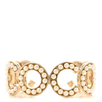 CHANEL Crystal CC Coco Cuff Bracelet S Gold White CHANEL Crystal CC Coco Cuff Bracelet S Gold White