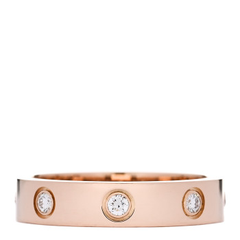 CARTIER 18K Pink Gold 8 Diamond 4mm LOVE Wedding Band Ring 51 5.75