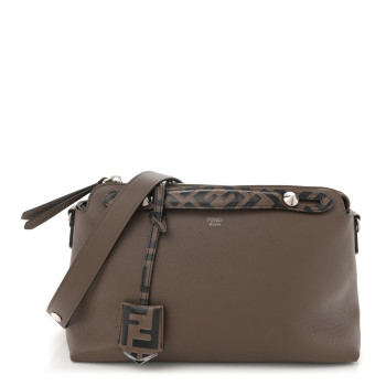 FENDI Vitello Dolce Bi-Color FF 1974 Embossed Medium By The Way Boston Bag Maya Black