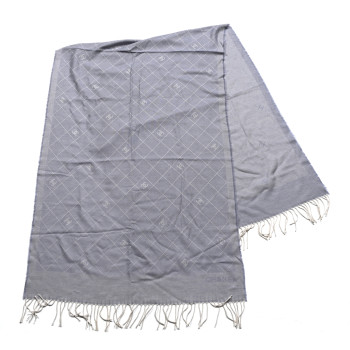 CHANEL Cashmere Silk CC Diamond Fringe Scarf Blue CHANEL Cashmere Silk CC Diamond Fringe Scarf Blue