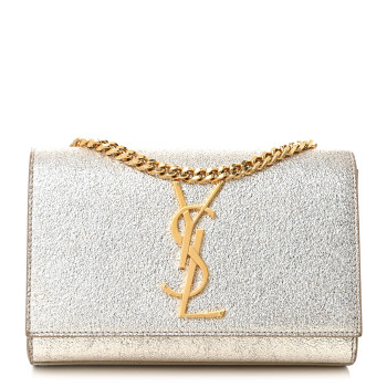 SAINT LAURENT Metallic Calfskin Small Classic Monogram Kate Satchel Platine SAINT LAURENT Metallic Calfskin Small Classic Monogram Kate Satchel Platine