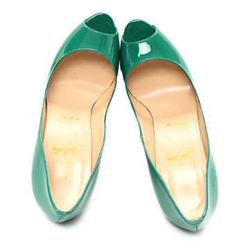 CHRISTIAN LOUBOUTIN Patent Lady Peep 150 Platform Pumps 40 Mint CHRISTIAN LOUBOUTIN Patent Lady Peep 150 Platform Pumps 40 Mint