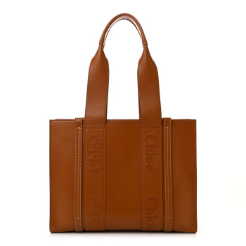 CHLOE Calfskin Medium Woody Tote Caramel CHLOE Calfskin Medium Woody Tote Caramel