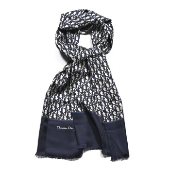 CHRISTIAN DIOR Silk Oblique Scarf Blue