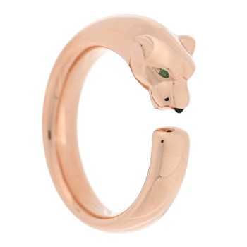CARTIER 18K Pink Gold Tsavorite Onyx Panthere De Cartier Ring 52 6