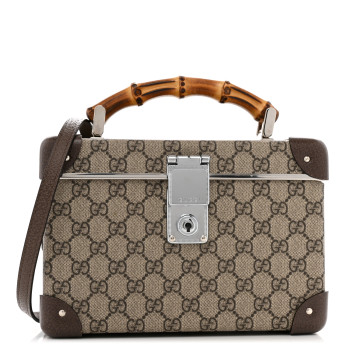 GUCCI GG Supreme Monogram Globe-Trotter Beauty Case Brown
