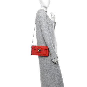 BULGARI Calfskin Serpenti Forever Flap Clutch Ruby Red BULGARI Calfskin Serpenti Forever Flap Clutch Ruby Red