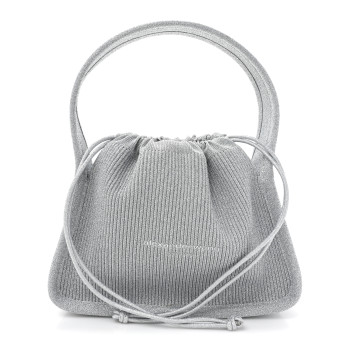 ALEXANDER WANG Metallic Ribbed Knit Small Ryan Bag Silver ALEXANDER WANG Metallic Ribbed Knit Small Ryan Bag Silver