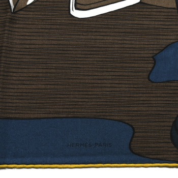 HERMES Silk Cashmere Mysterious Rider Shawl 140 HERMES Silk Cashmere Mysterious Rider Shawl 140