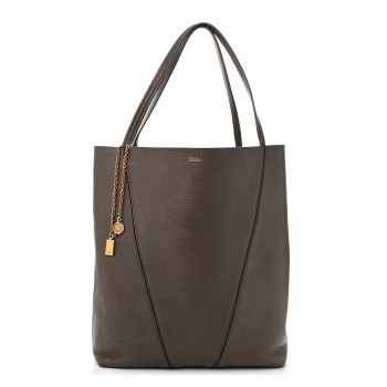 CHLOE Grained Calfskin Large Spin Tote Flannel Grey CHLOE Grained Calfskin Large Spin Tote Flannel Grey